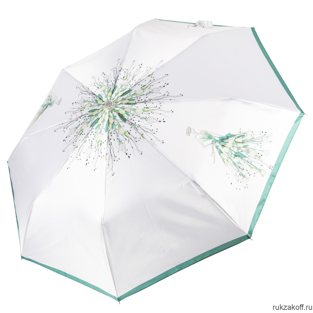 Женский зонт Fabretti UFLS0038-11 облегченный,  автомат, 3 сложения, сатин зеленый