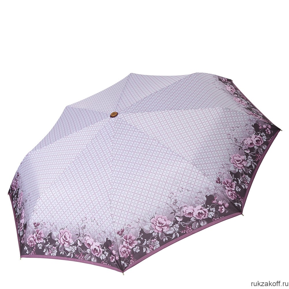 Женский зонт Fabretti L-17106-5 облегченный суперавтомат, 3 сложения, эпонж розовый/белый