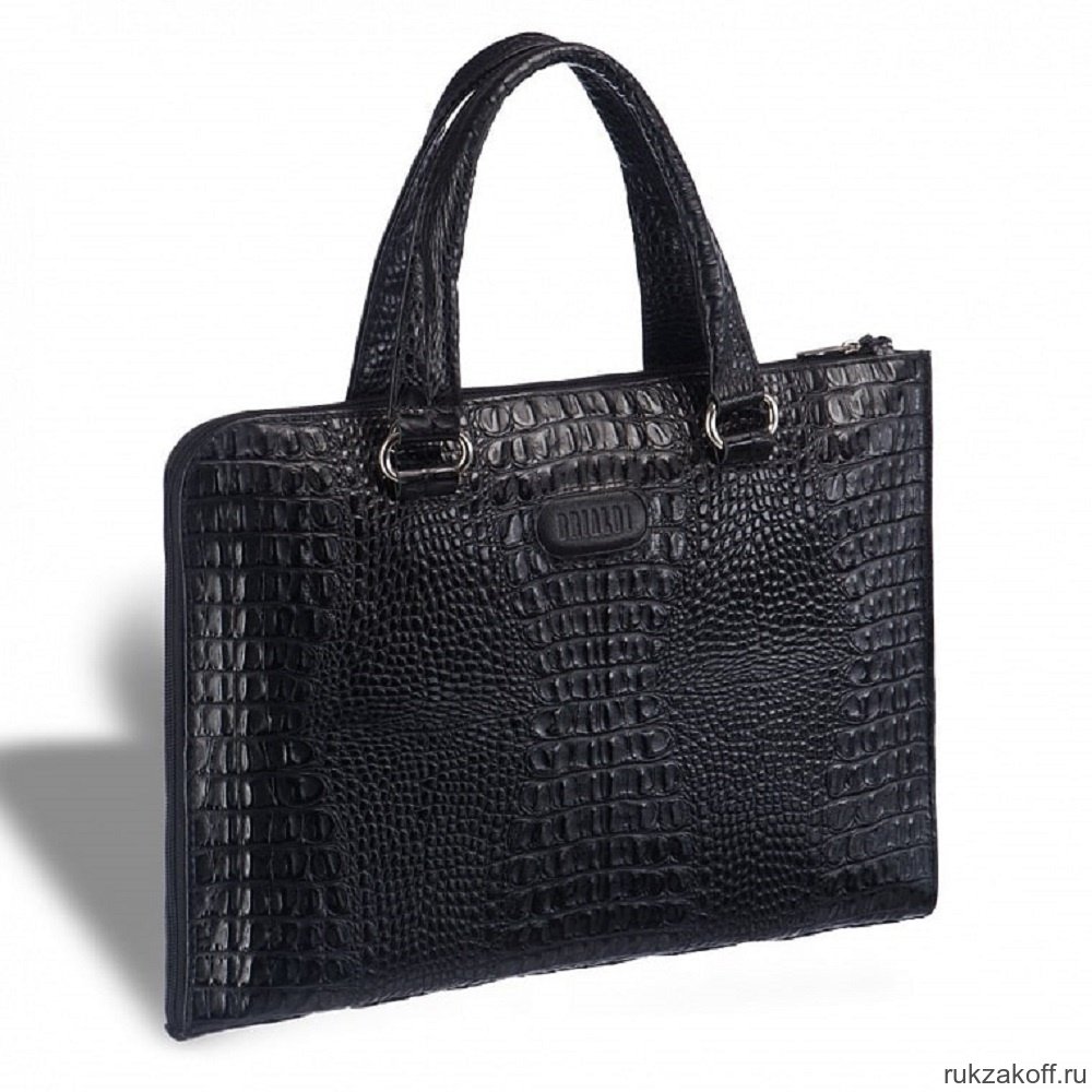 Женская деловая сумка BRIALDI Aisa croco black