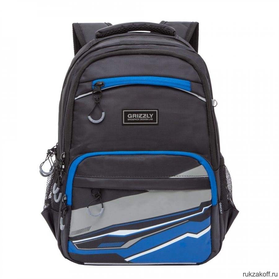 Рюкзак школьный Grizzly RB-054-2 Черный-синий