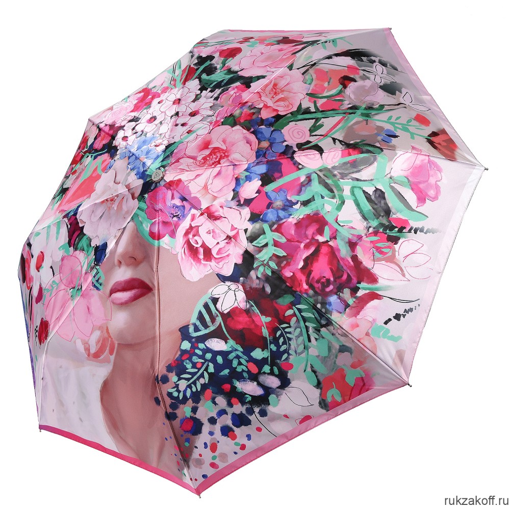 Женский зонт Fabretti L-20271-3 облегченный автомат, 3 сложения, сатин серый