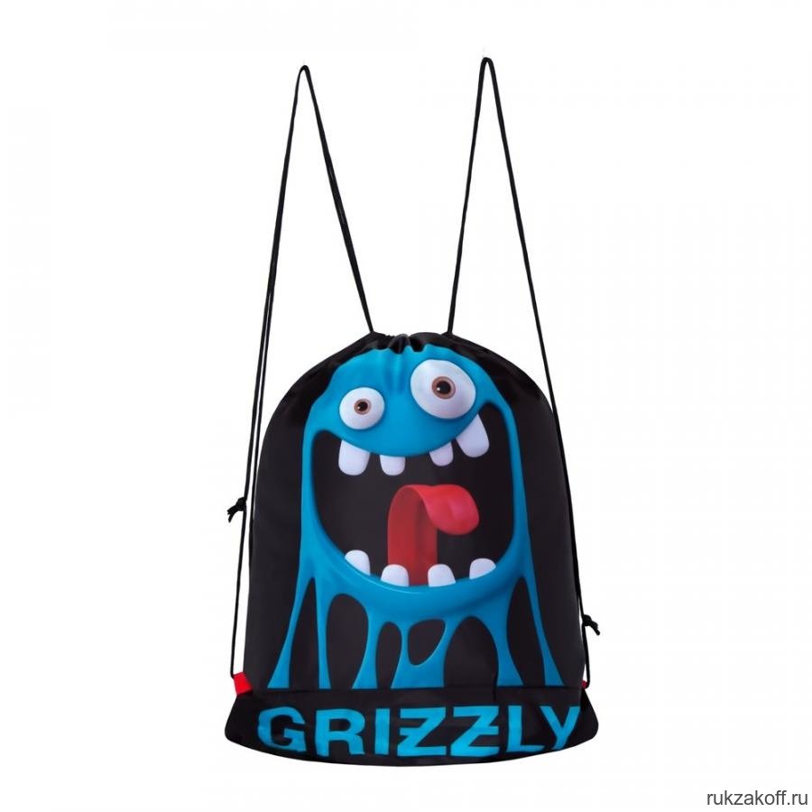 Мешок для обуви Grizzly OM-027 Чёрный/Голубой