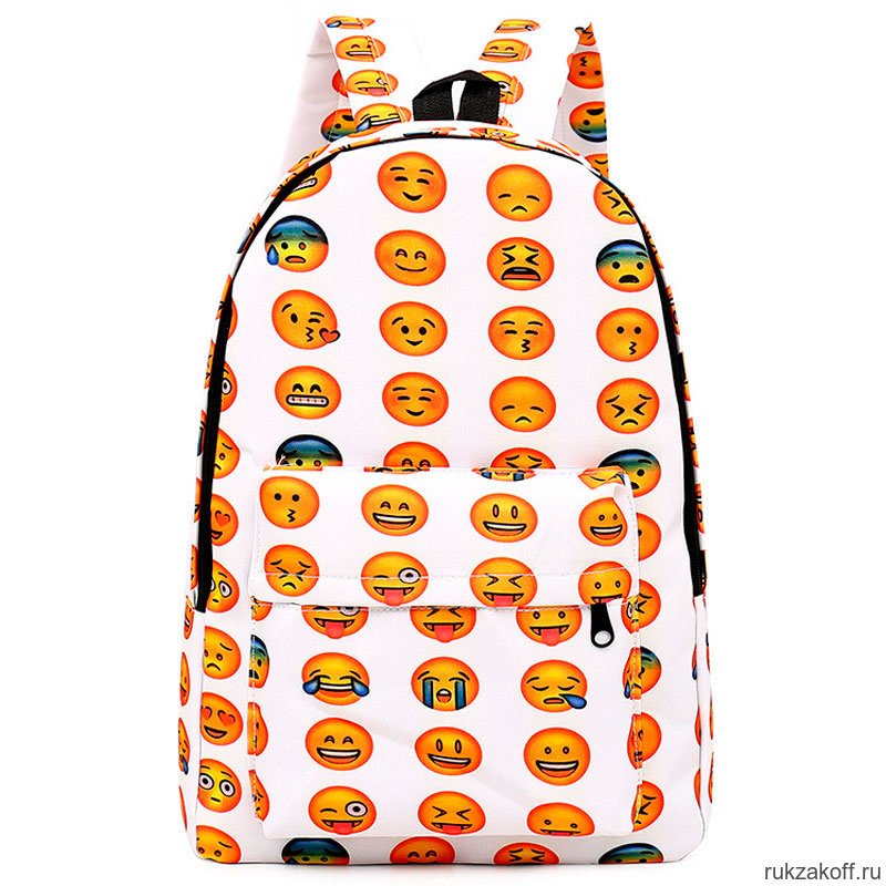 Рюкзак со смайлами Emoji белый