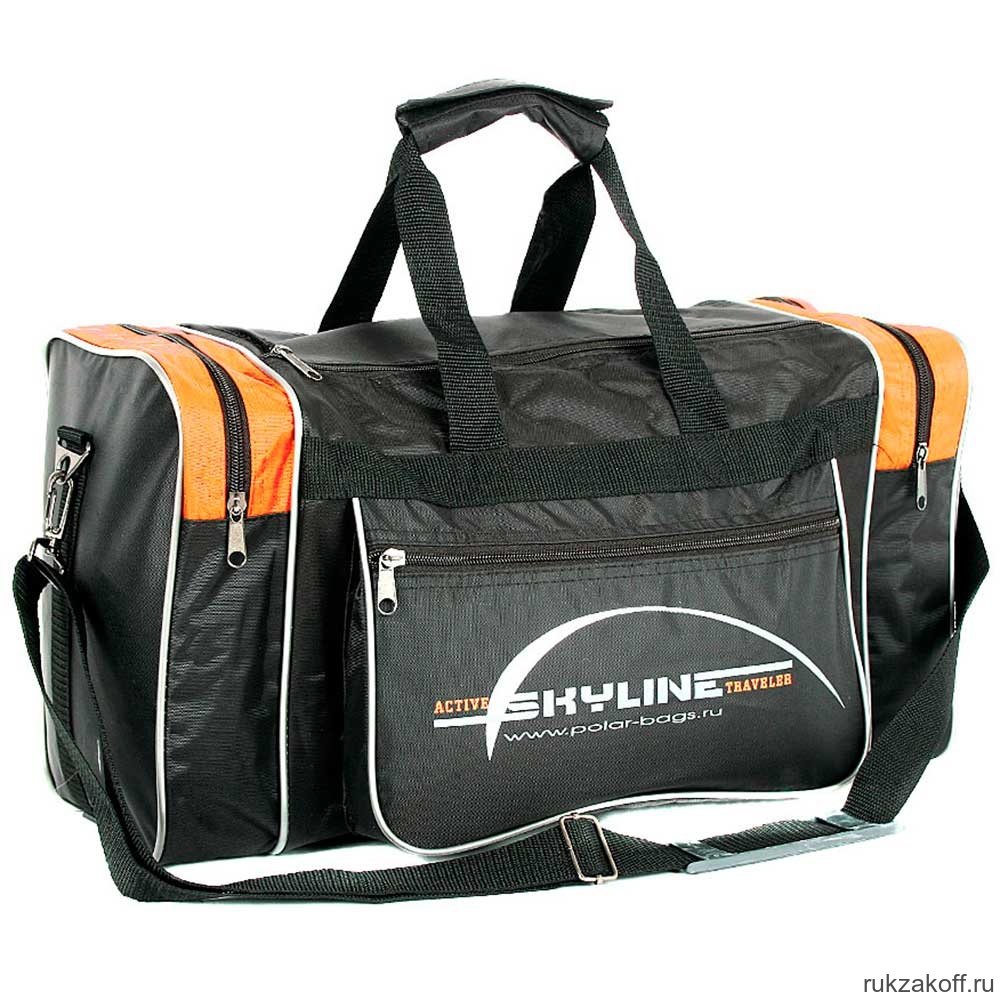 Спортивная сумка Polar 6009с Черный (оранжевые вставки) 