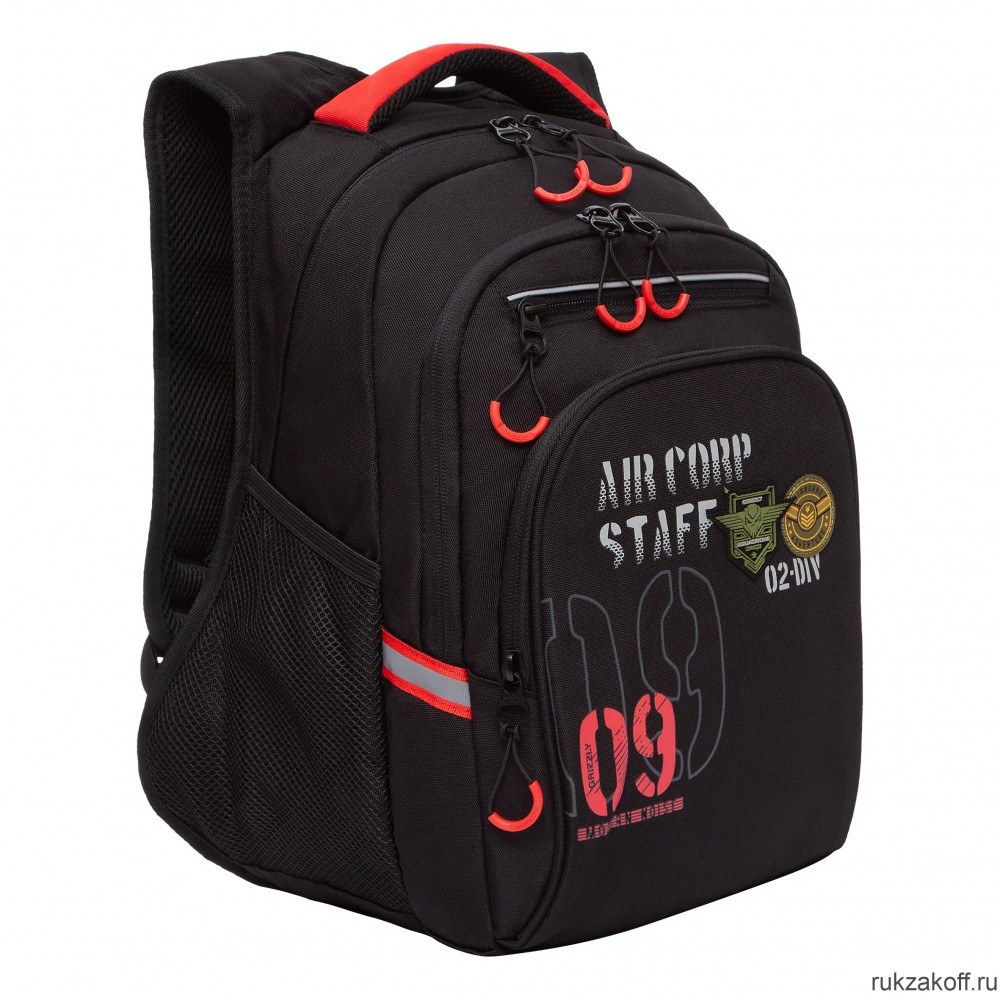 Рюкзак школьный GRIZZLY RB-050-21 черный - красный