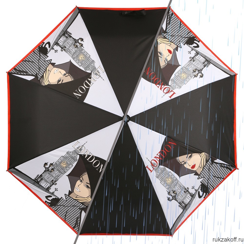 Женский зонт Fabretti UFW0003-4 автомат, 3 сложения, эпонж красный