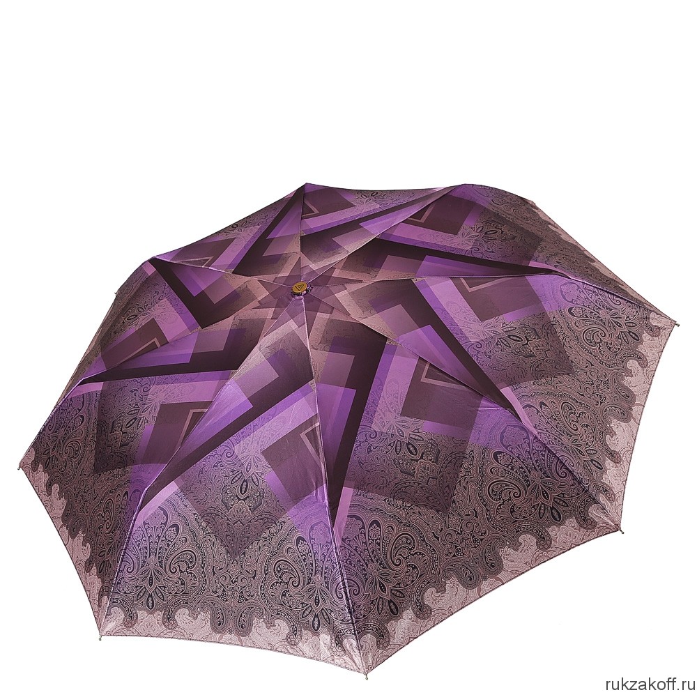 Женский зонт Fabretti L-18106-1 облегченный суперавтомат, 3 сложения, сатин фиолетовый