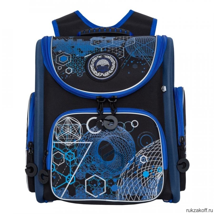 Рюкзак школьный Grizzly RAr-081-6 Чёрный/Синий