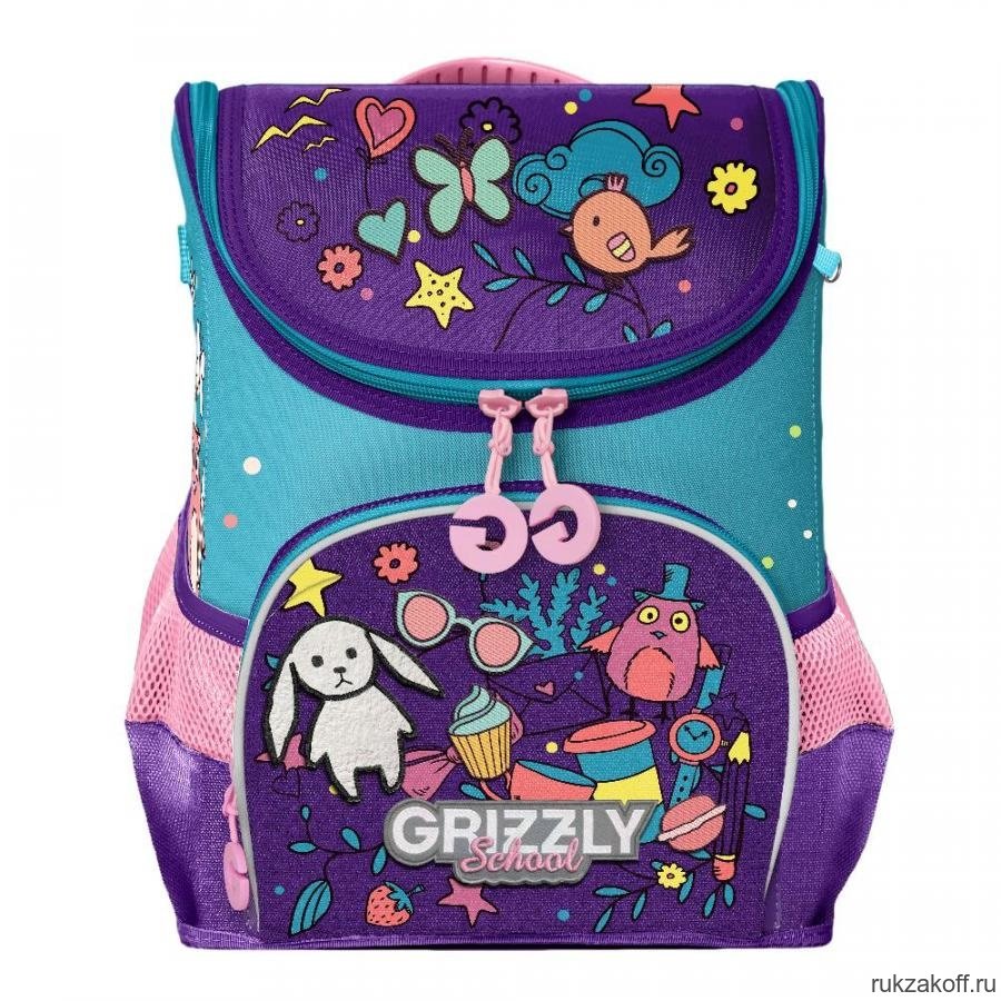 Рюкзак школьный Grizzly RAn-082-6 Фиолетовый/Голубой
