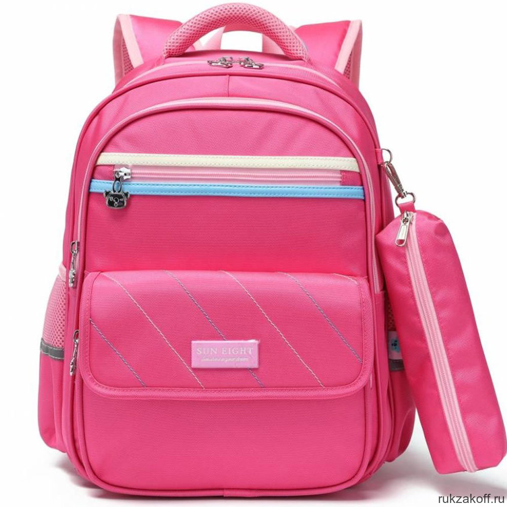 Рюкзак школьный в комплекте с пеналом Sun eight SE-2785 Розовый