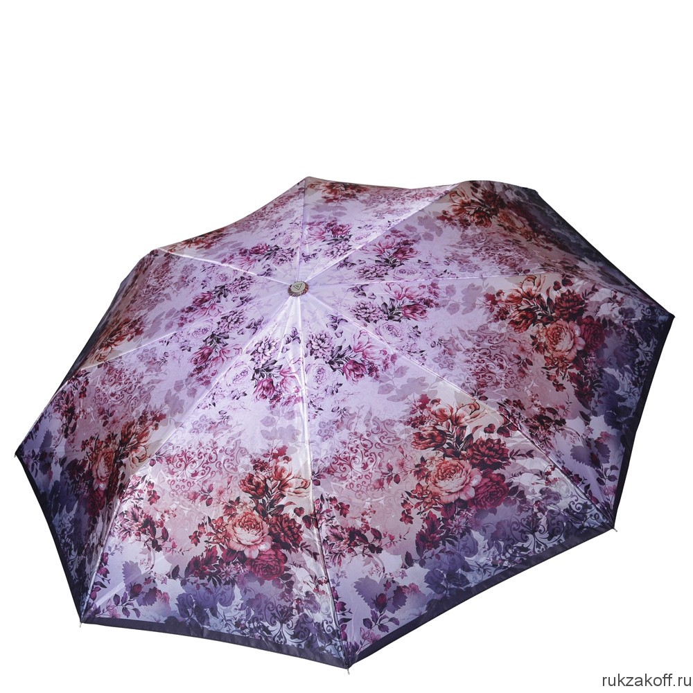 Женский зонт Fabretti L-18117-4 суперавтомат, 3 сложения, сатин фиолетовый