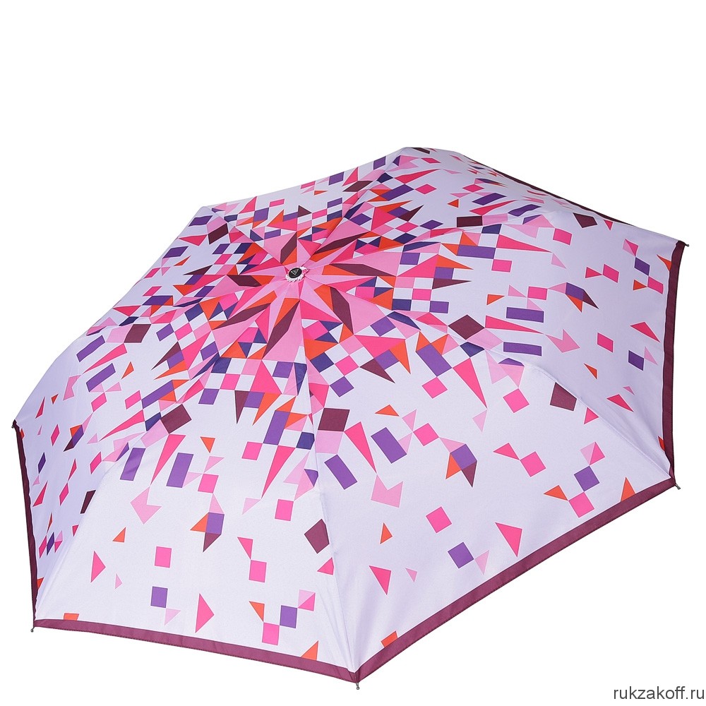 Женский зонт Fabretti P-18105-9 суперавтомат, 3 сложения, эпонж серо-розовый